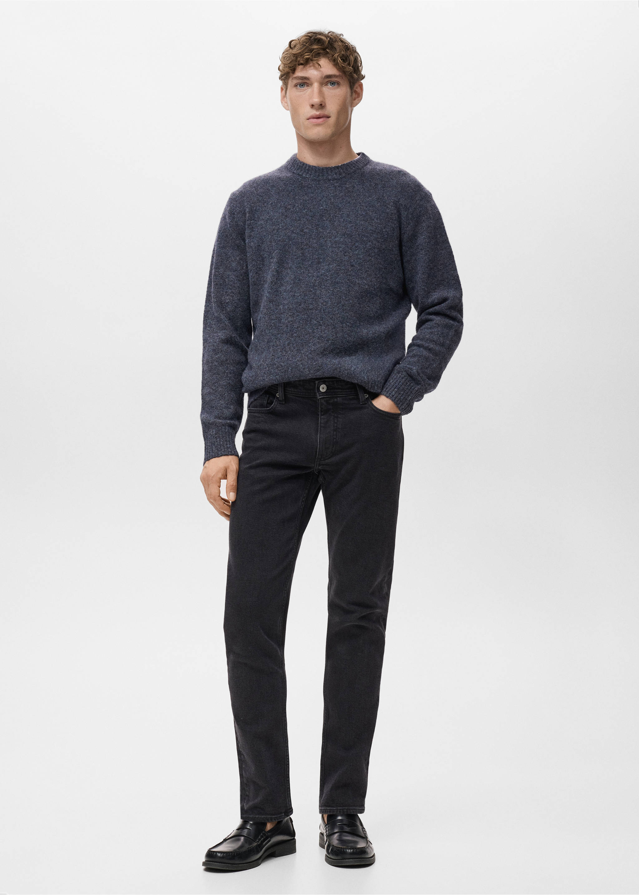 Jean Jan slim fit noir - Plan général, Black denim. Ref: 17011228-00.