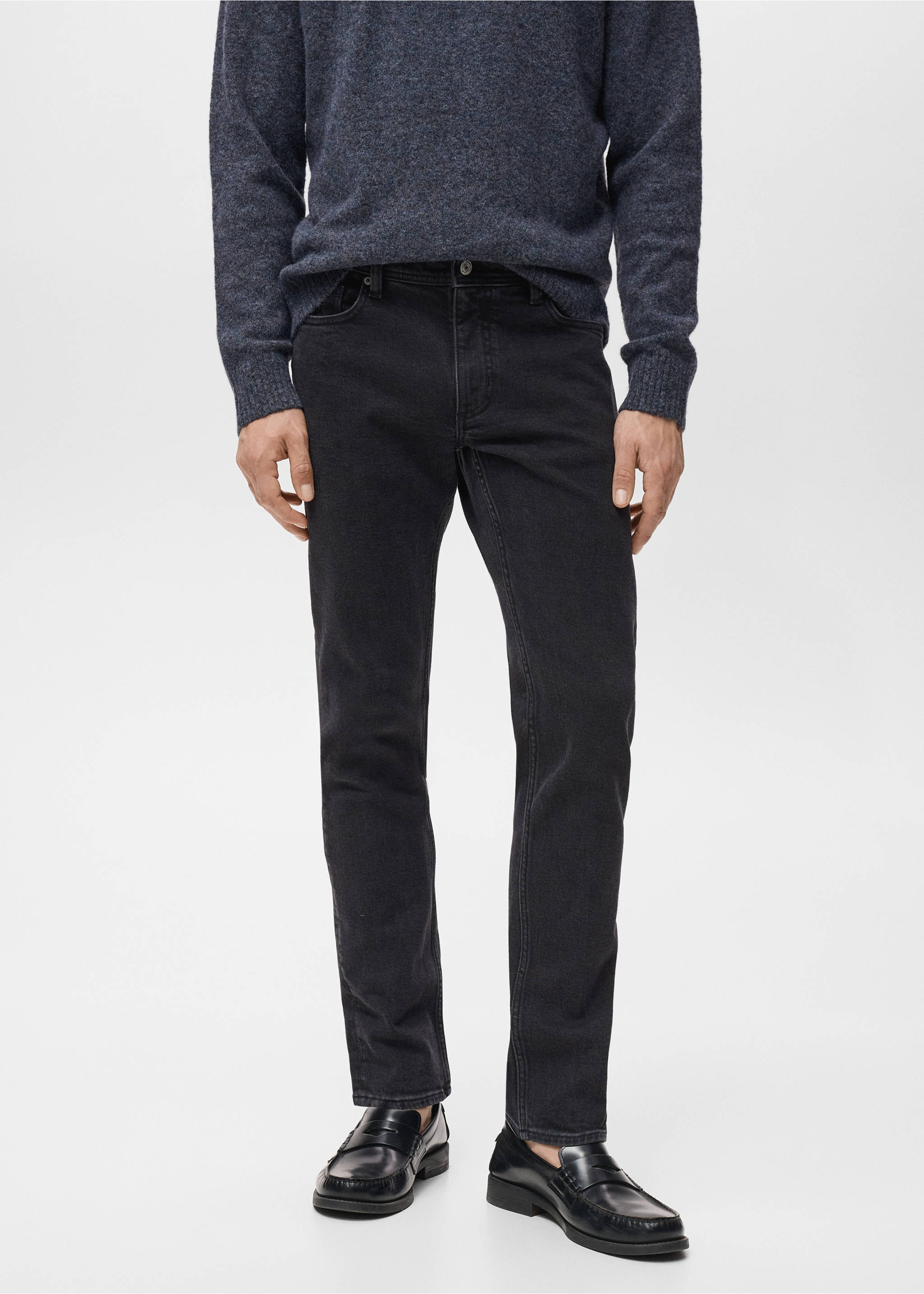 Jean Jan slim fit noir - Plan moyen, Black denim. Ref: 17011228-00.