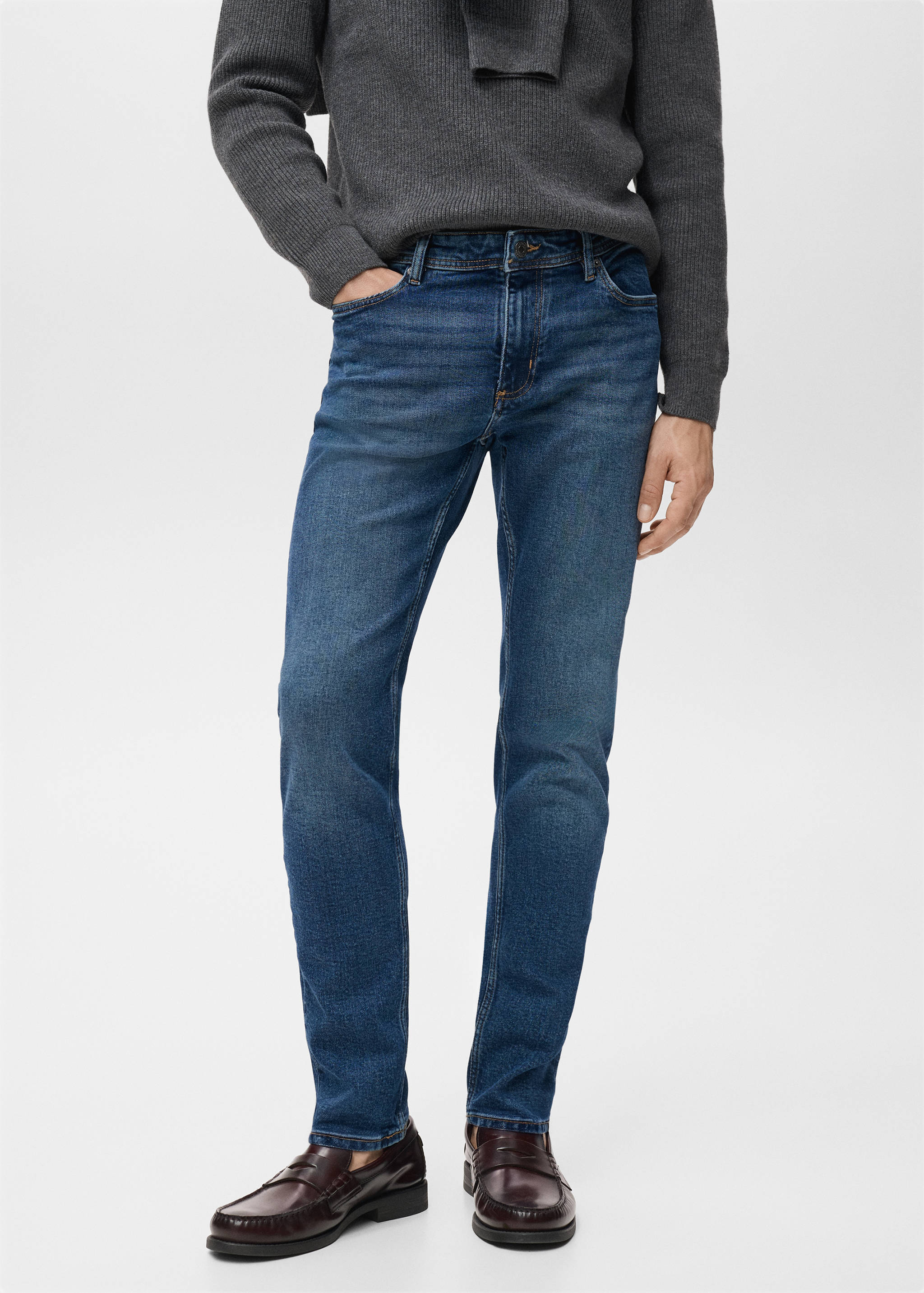 Jan slim-fit faded dark-wash jeans - Medium plane