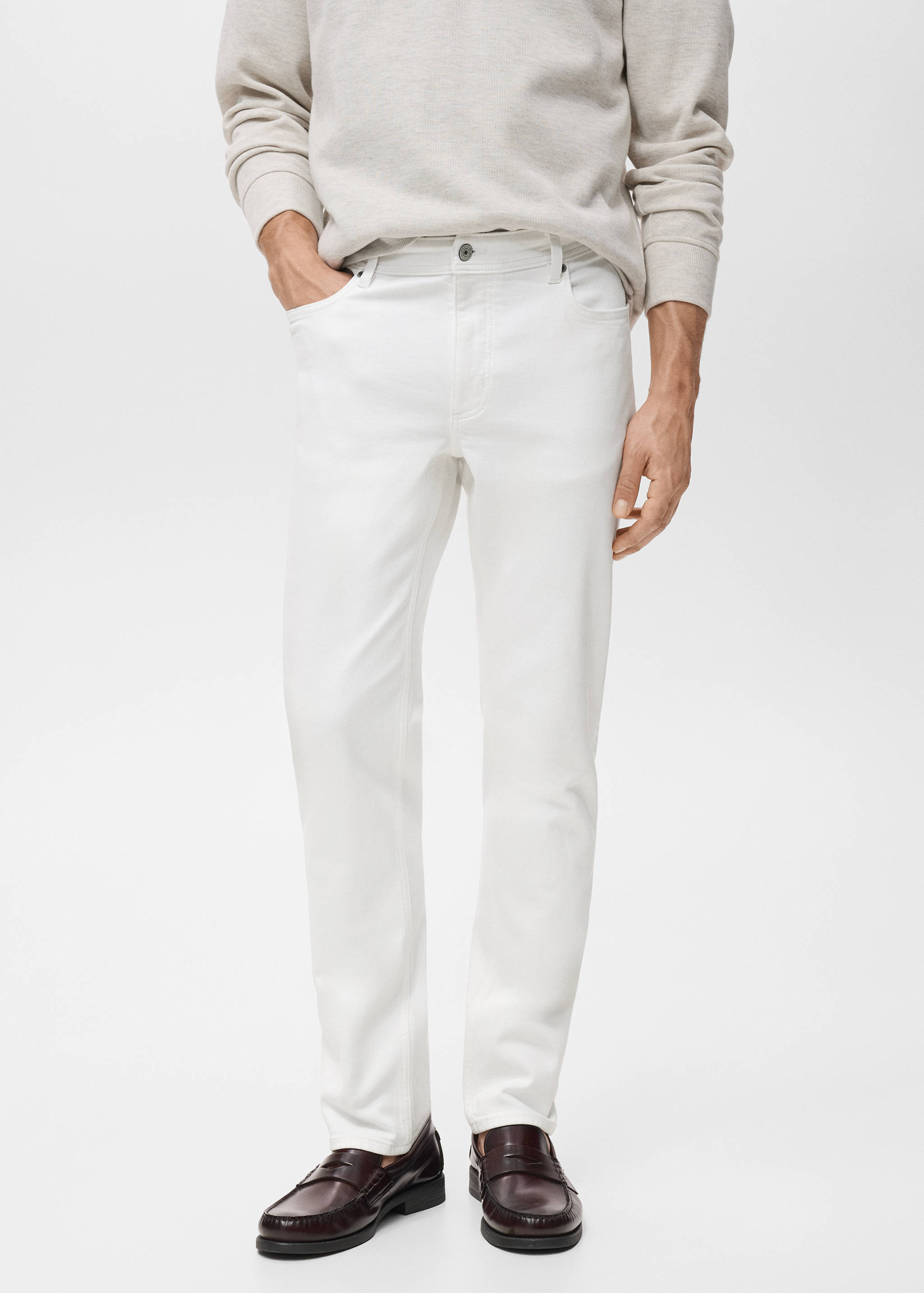 Slim fit white Jan jeans - Medium plane