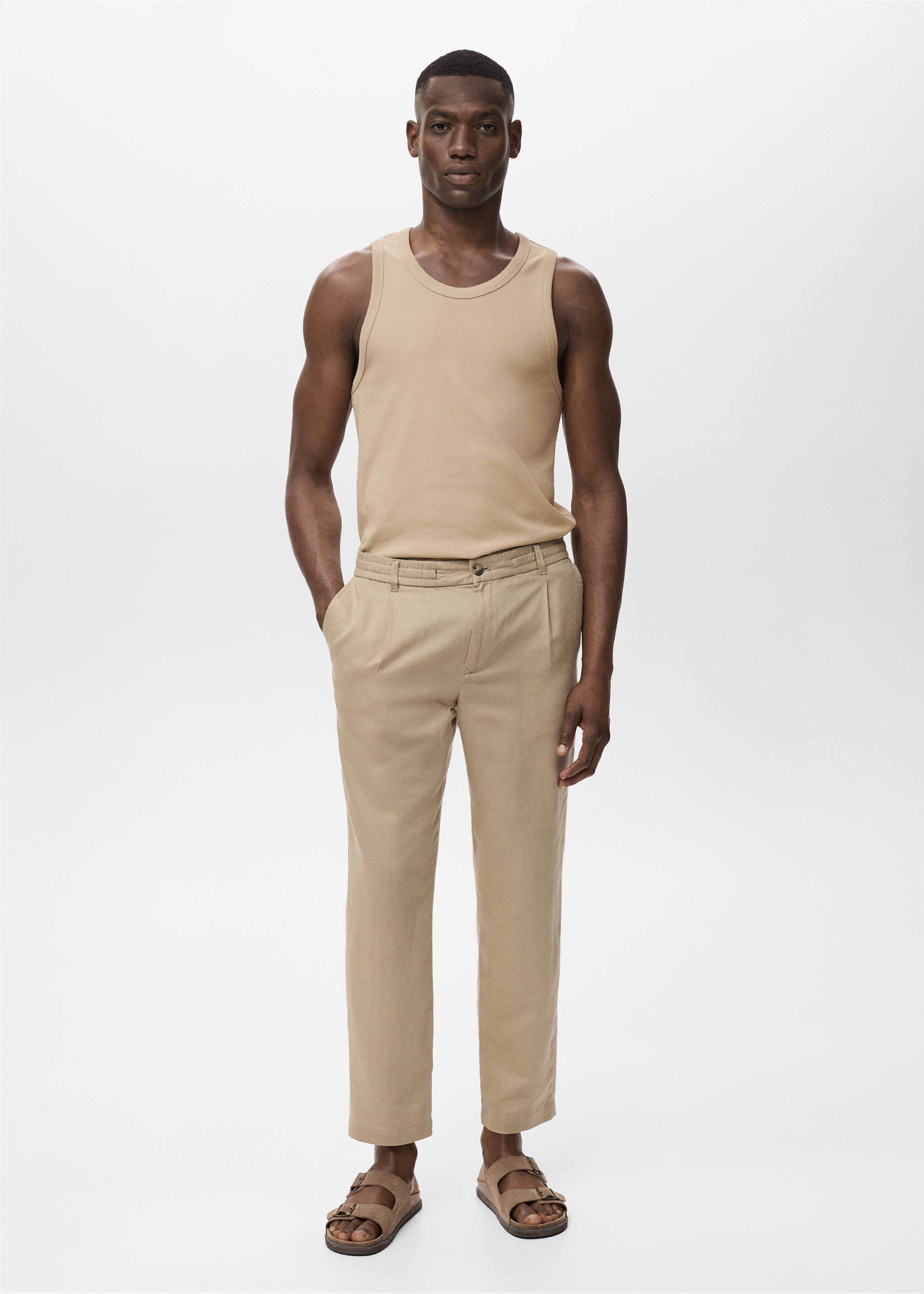 Débardeur côtelé slim fit - Plan général, Gris. Ref: 17011233-00.