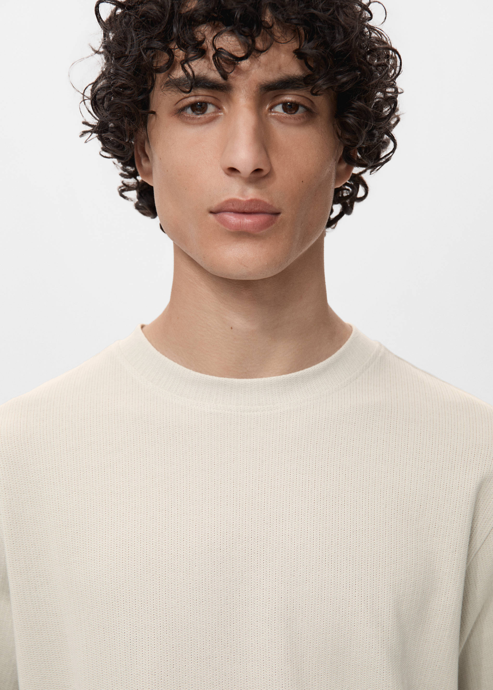Cotton fine-knit t-shirt - Details of the article 1