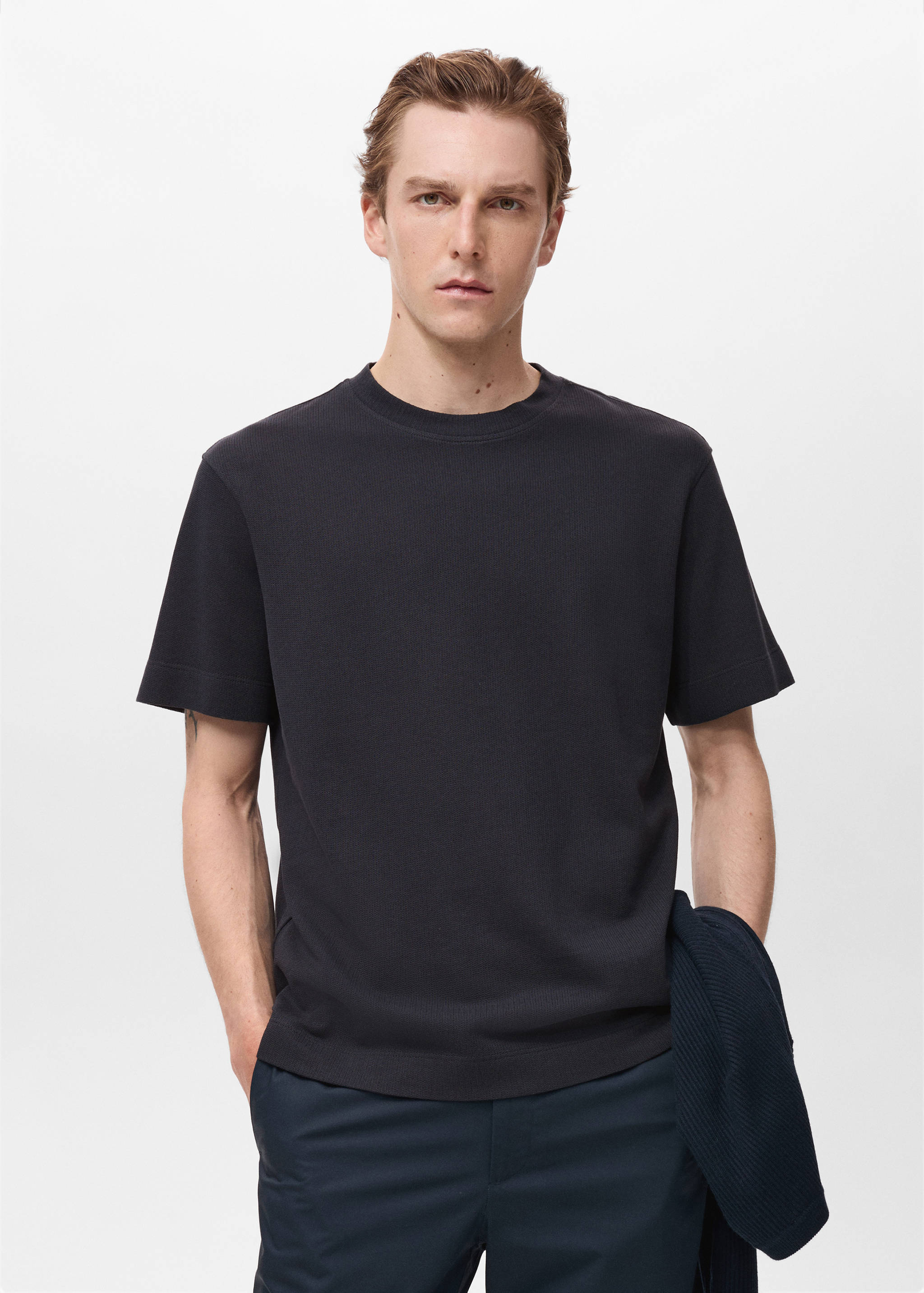 Cotton fine-knit t-shirt - Medium plane