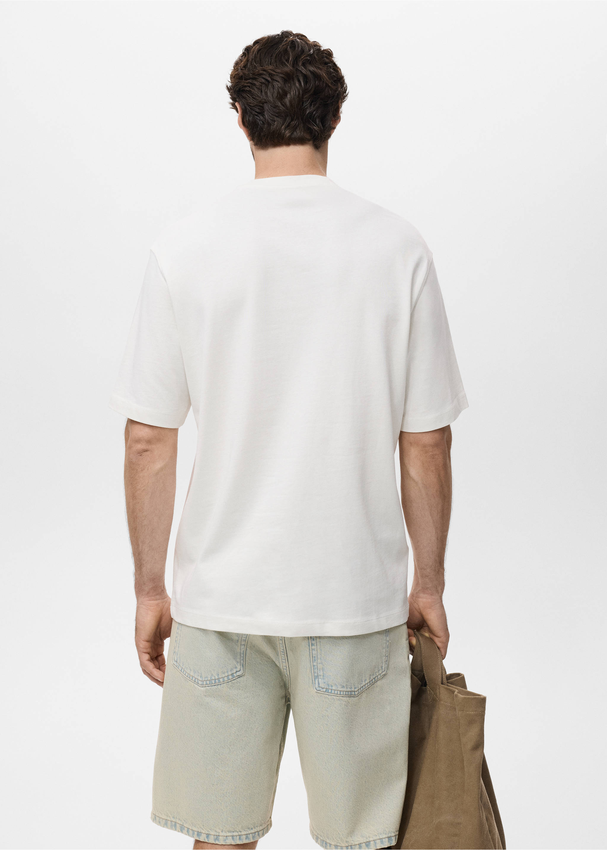 T-shirt 100 % coton relaxed-fit - Verso de l’article, Blanc cassé. Ref: 17011240-00.