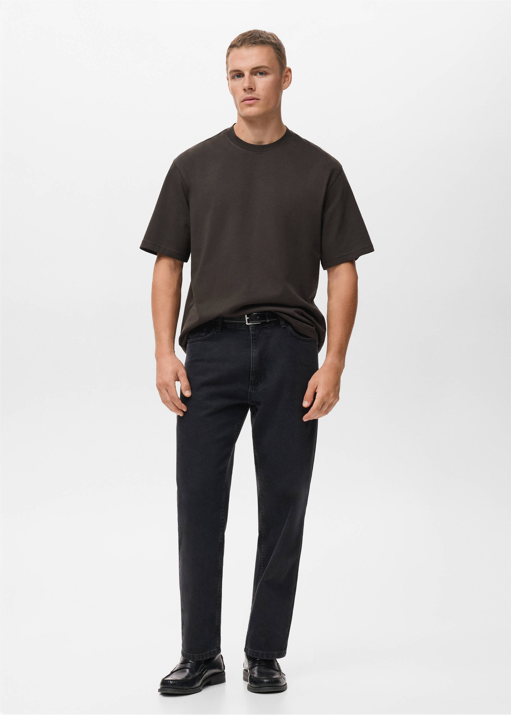 T-shirt 100 % coton relaxed-fit - Plan général, Chocolat. Ref: 17011240-00.