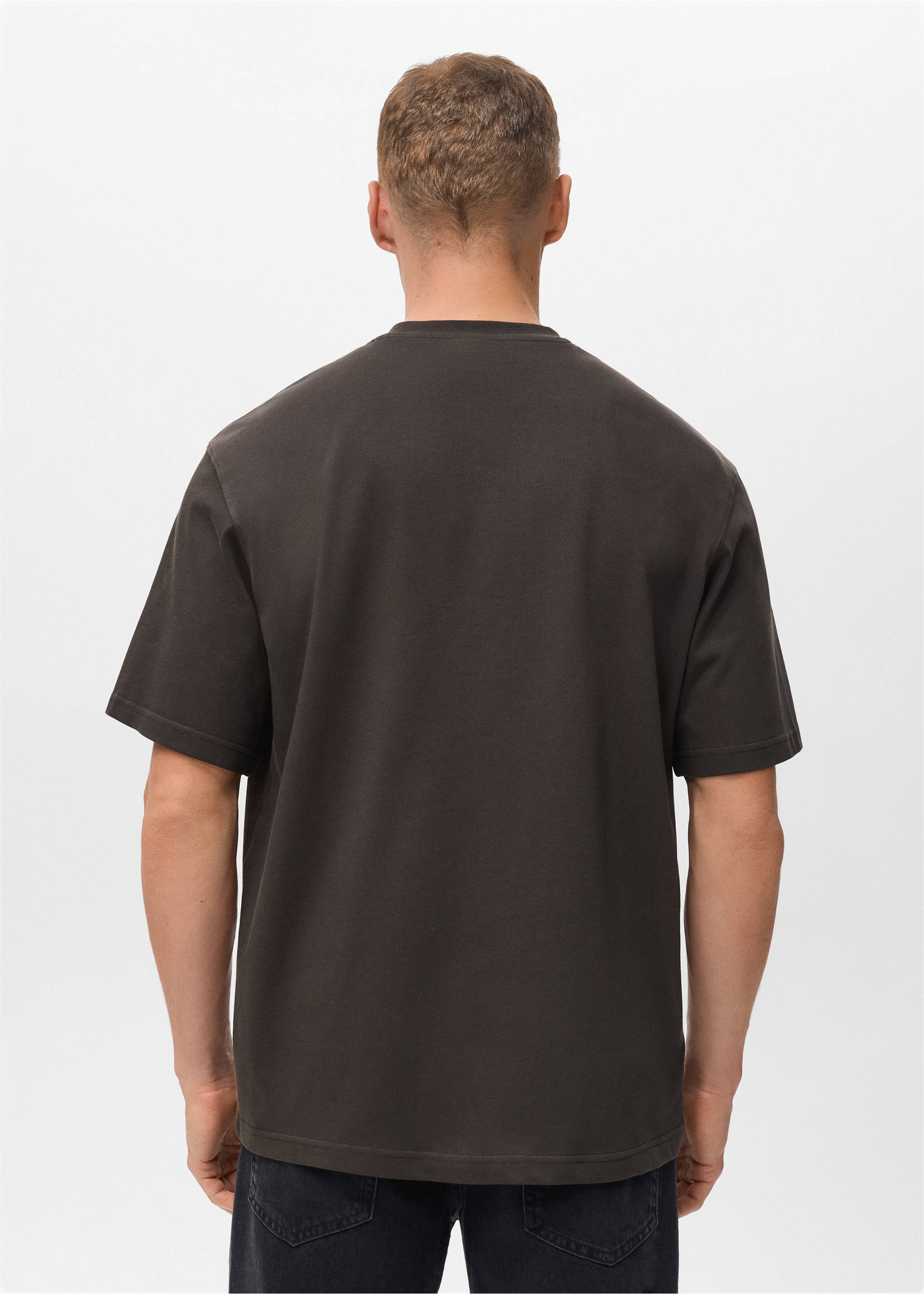 T-shirt 100 % coton relaxed-fit - Verso de l’article, Chocolat. Ref: 17011240-00.