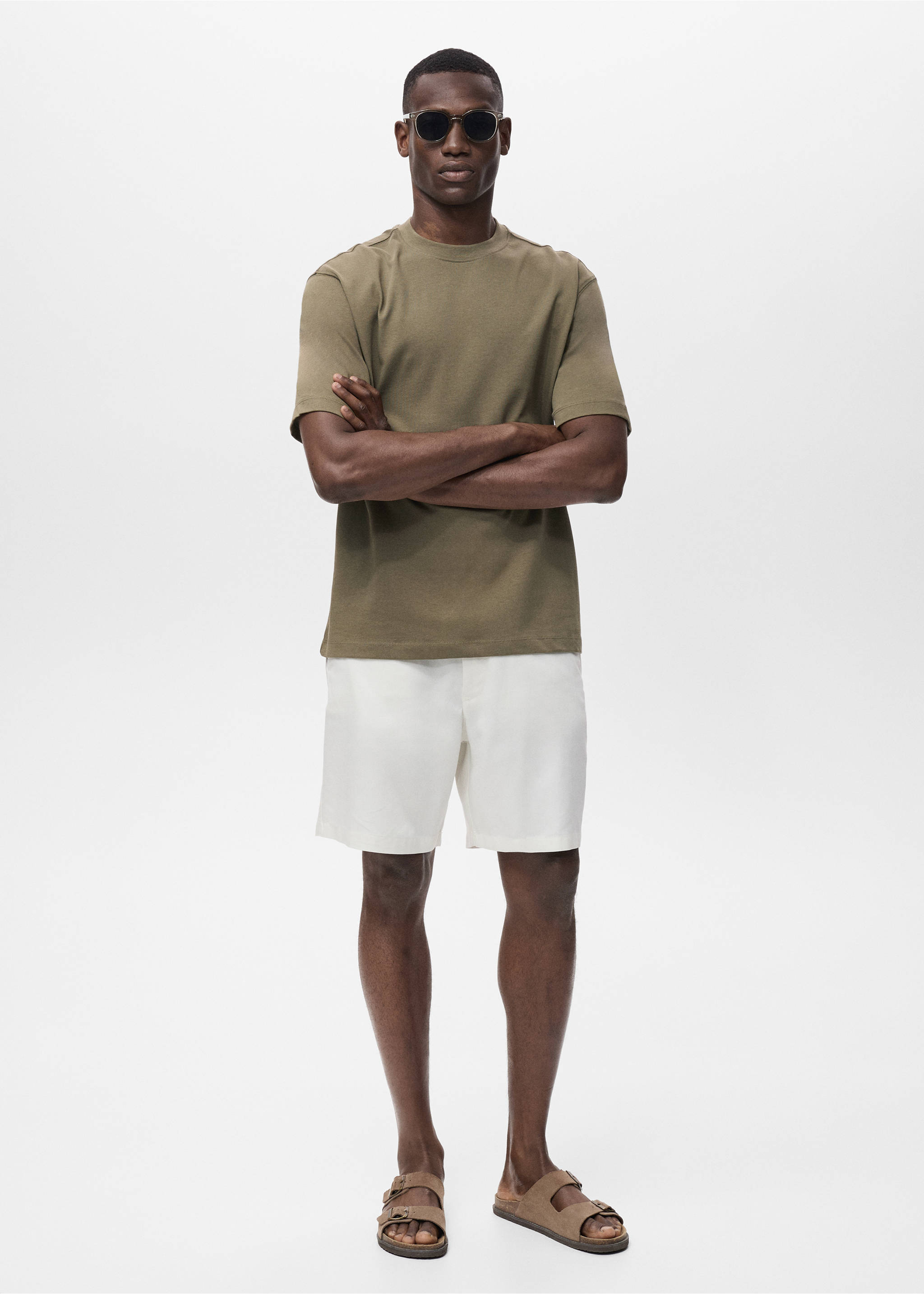 T-shirt 100 % coton relaxed-fit - Plan général, Kaki. Ref: 17011240-00.