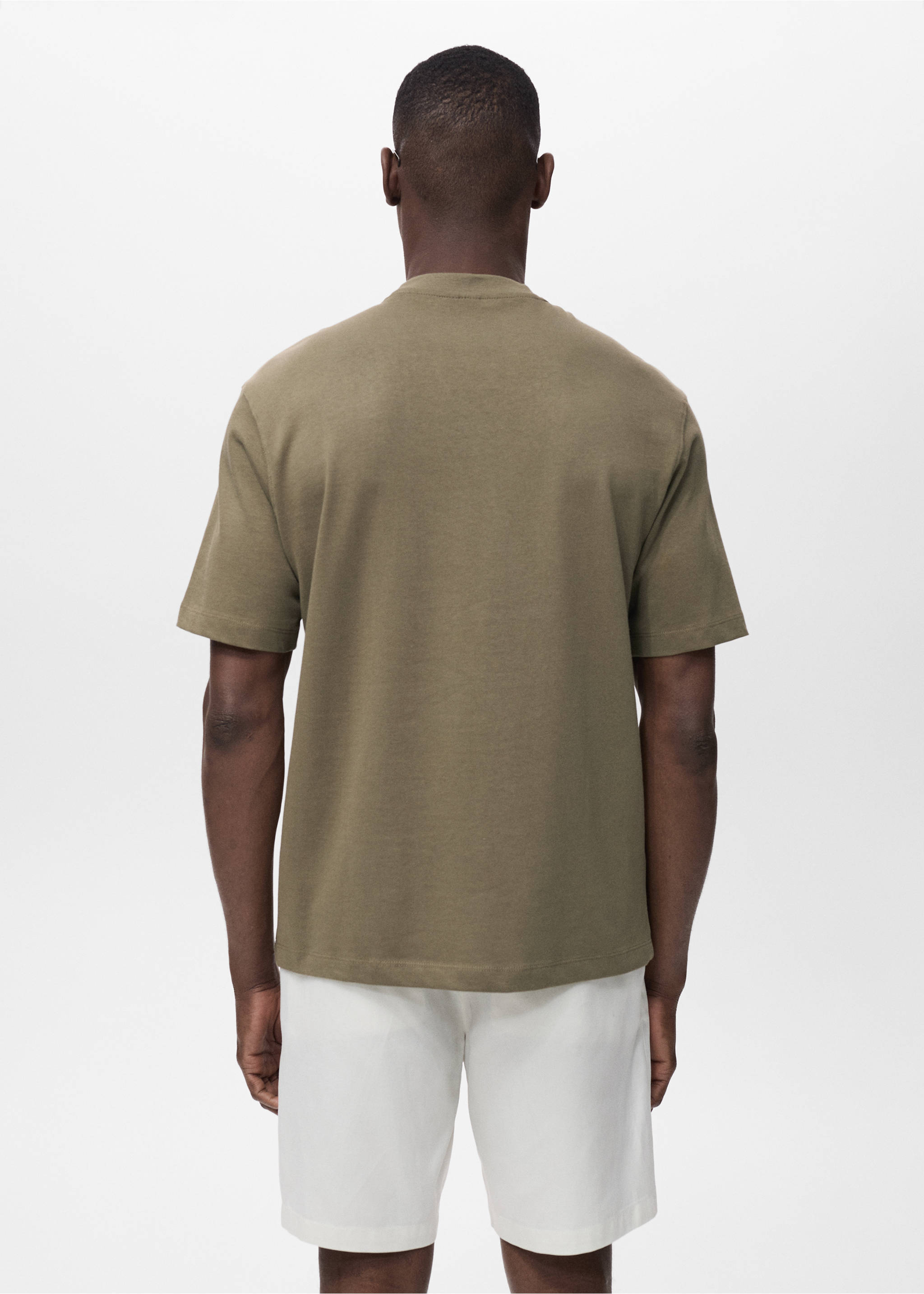 T-shirt 100 % coton relaxed-fit - Verso de l’article, Kaki. Ref: 17011240-00.