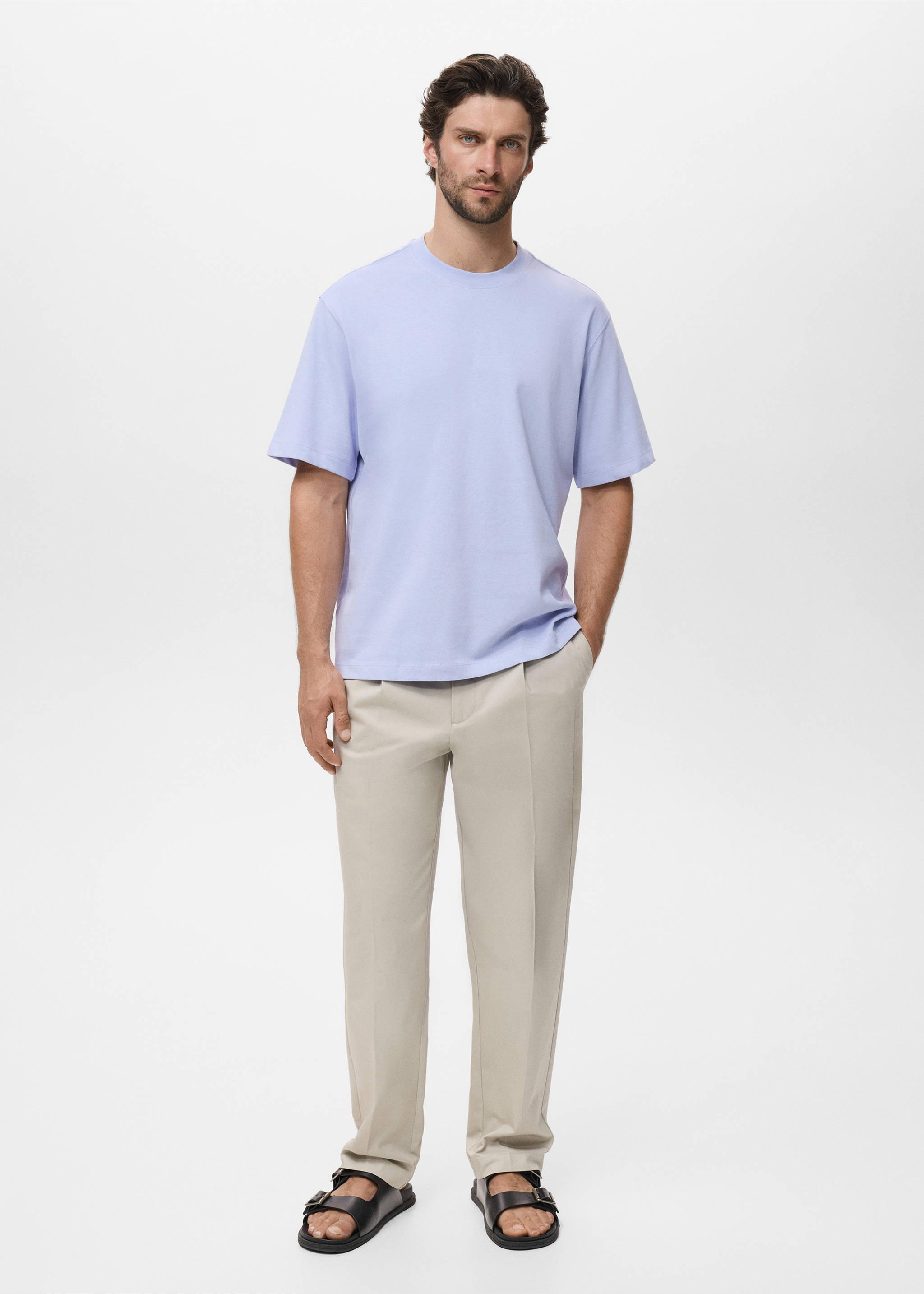 T-shirt 100 % coton relaxed-fit - Plan général, Bleu ciel. Ref: 17011240-00.