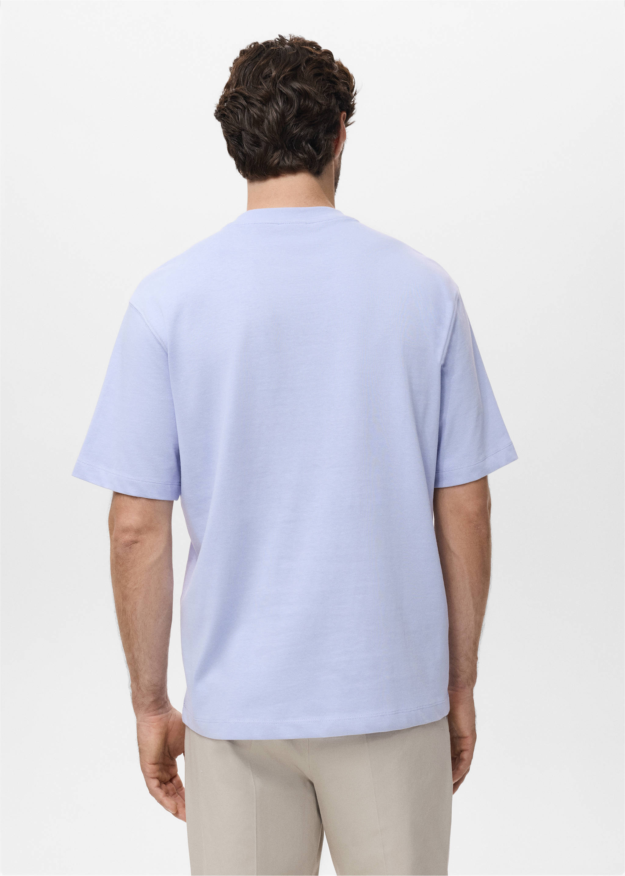 T-shirt 100 % coton relaxed-fit - Verso de l’article, Bleu ciel. Ref: 17011240-00.