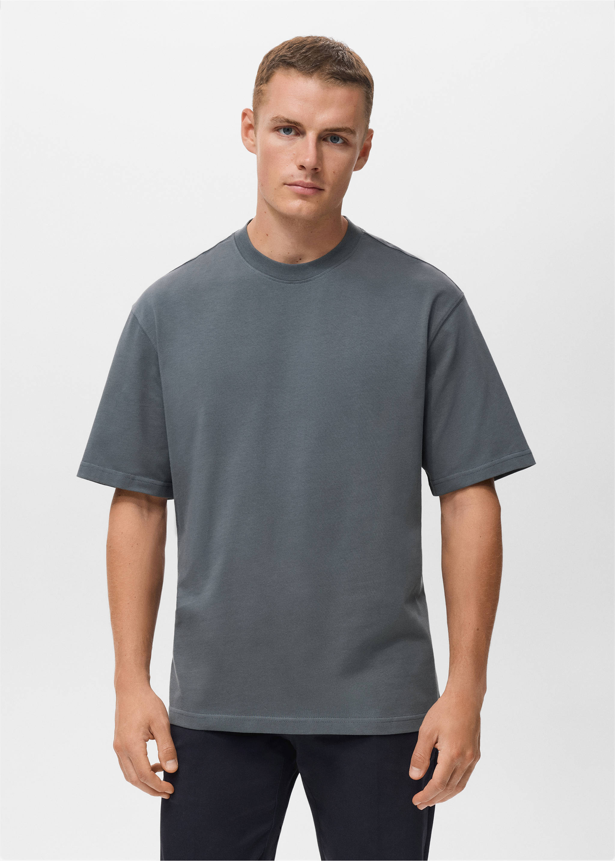 T-shirt 100 % coton relaxed-fit - Plan moyen, Bleu indigo. Ref: 17011240-00.