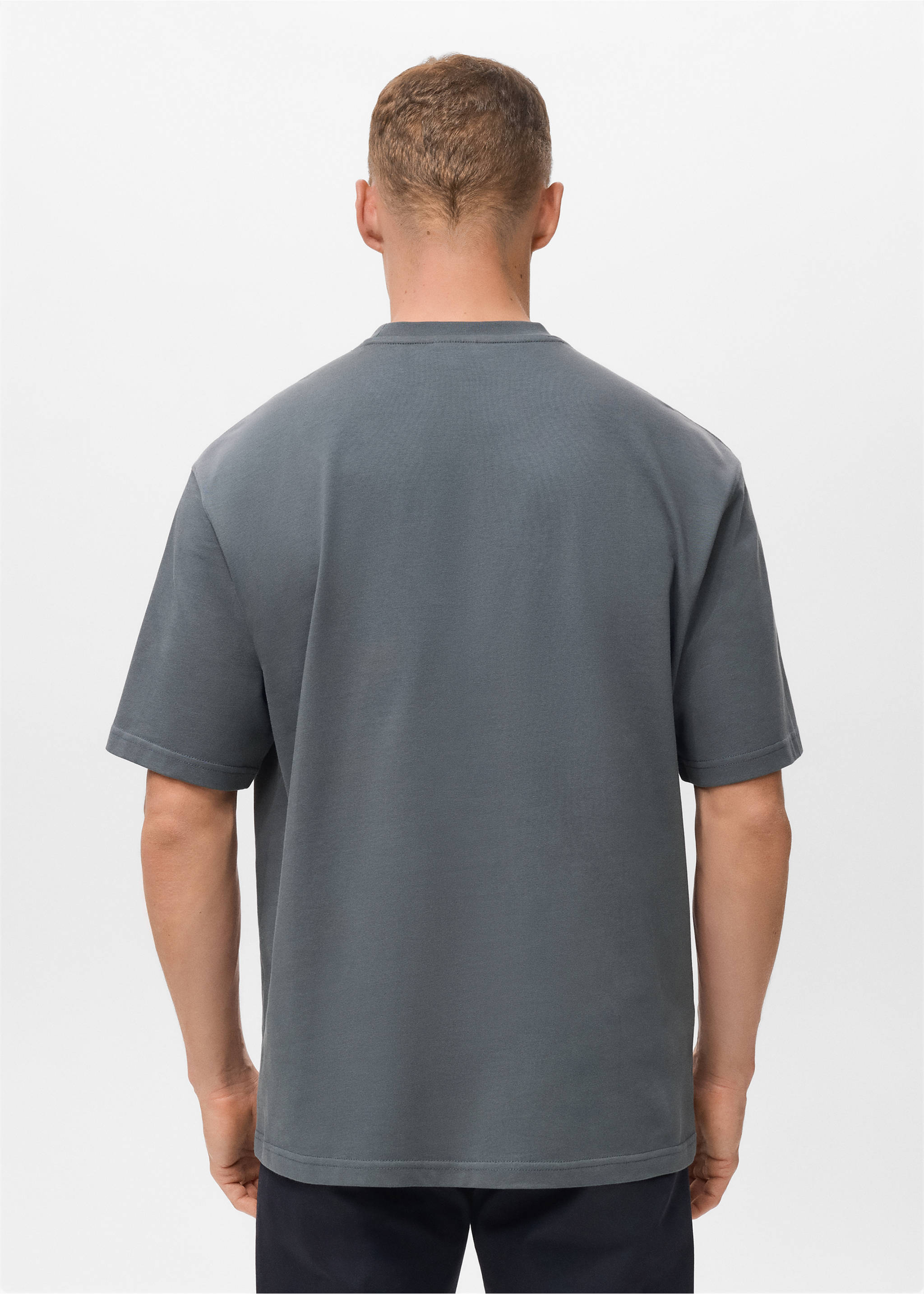 T-shirt 100 % coton relaxed-fit - Verso de l’article, Bleu indigo. Ref: 17011240-00.