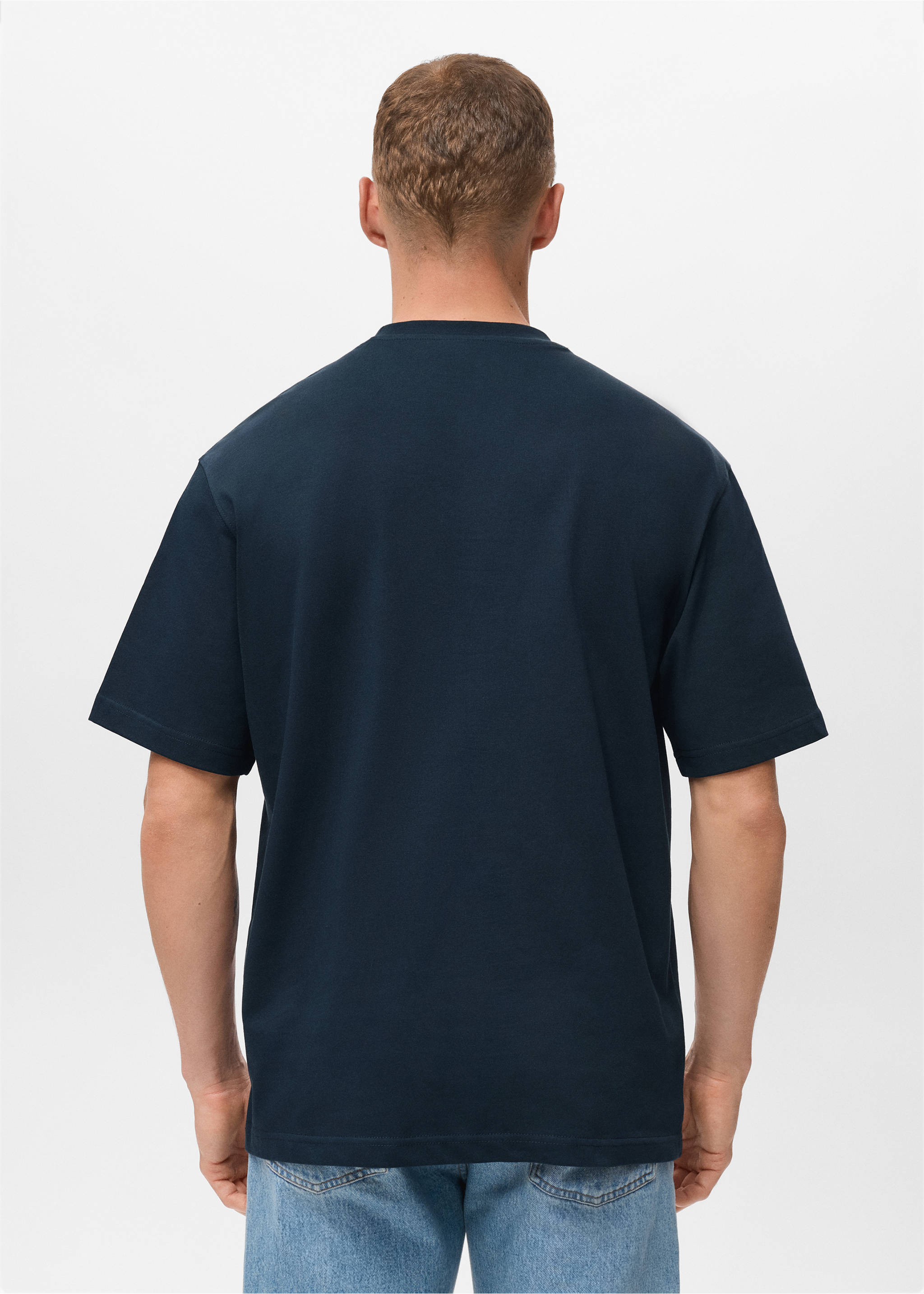 T-shirt 100 % coton relaxed-fit - Verso de l’article, Bleu marine foncé. Ref: 17011240-00.