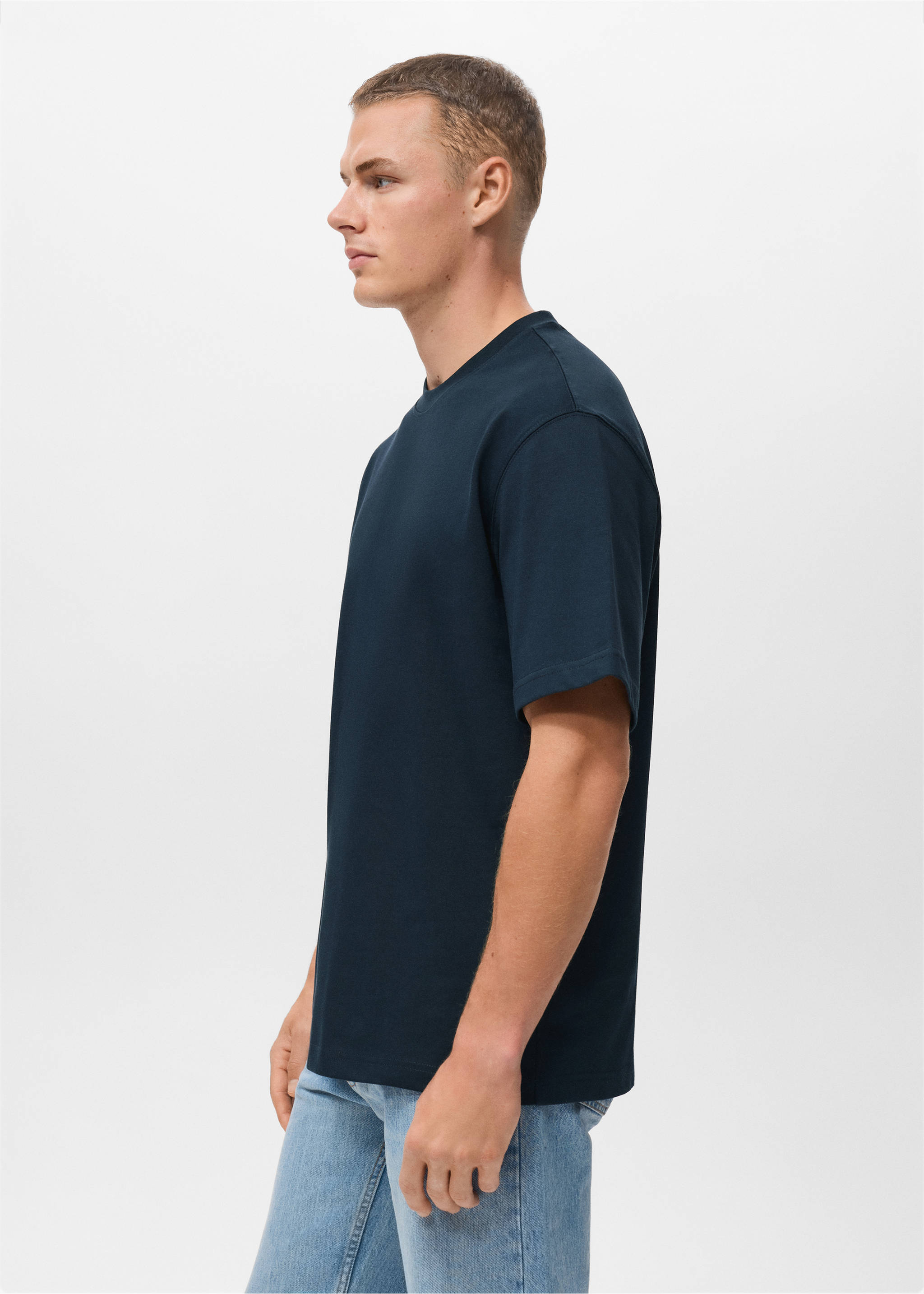 T-shirt 100 % coton relaxed-fit - Détail de l'article 2, Bleu marine foncé. Ref: 17011240-00.