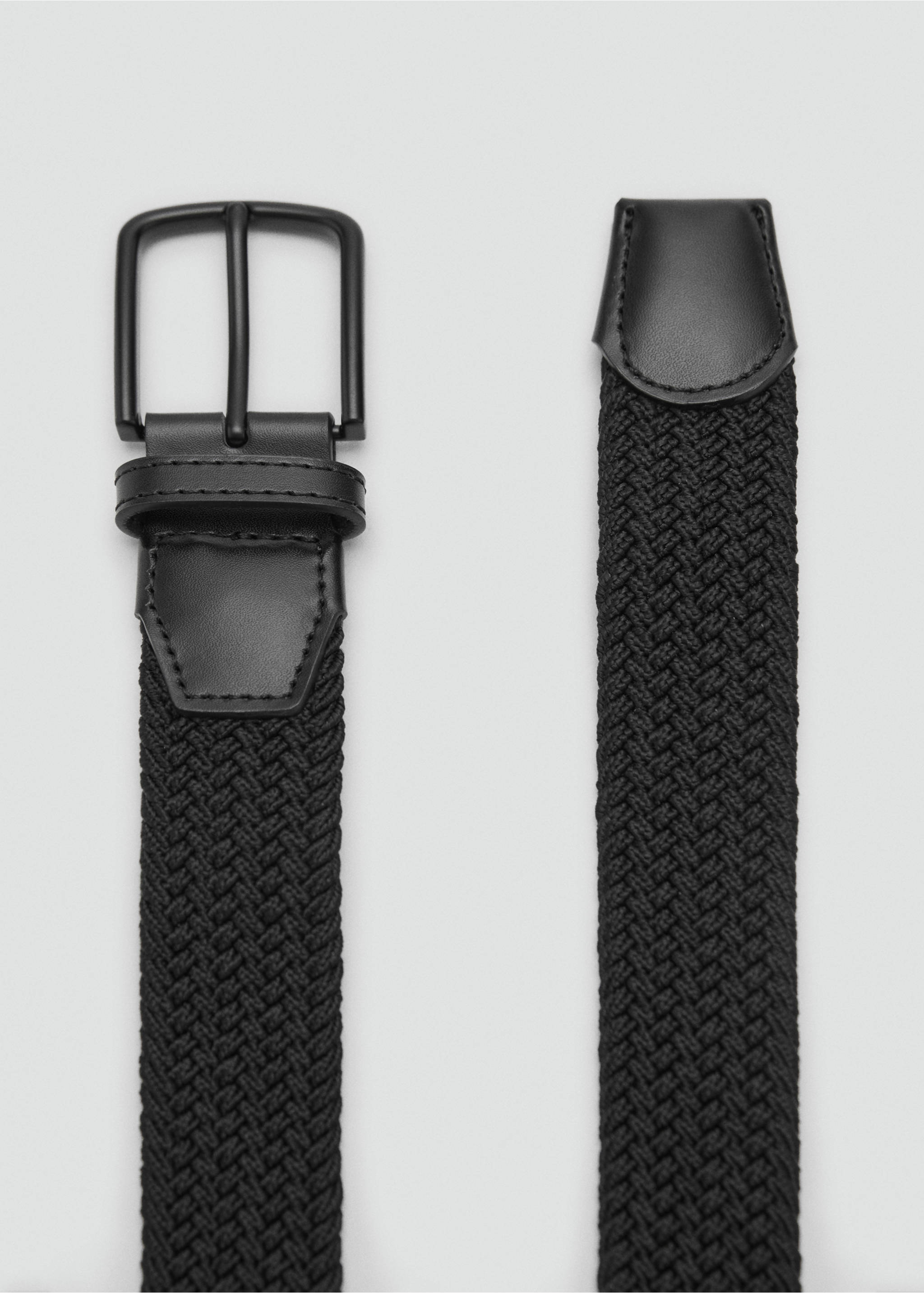 Ceinture tressée élastique - Plan moyen, Noir. Ref: 17011245-00.