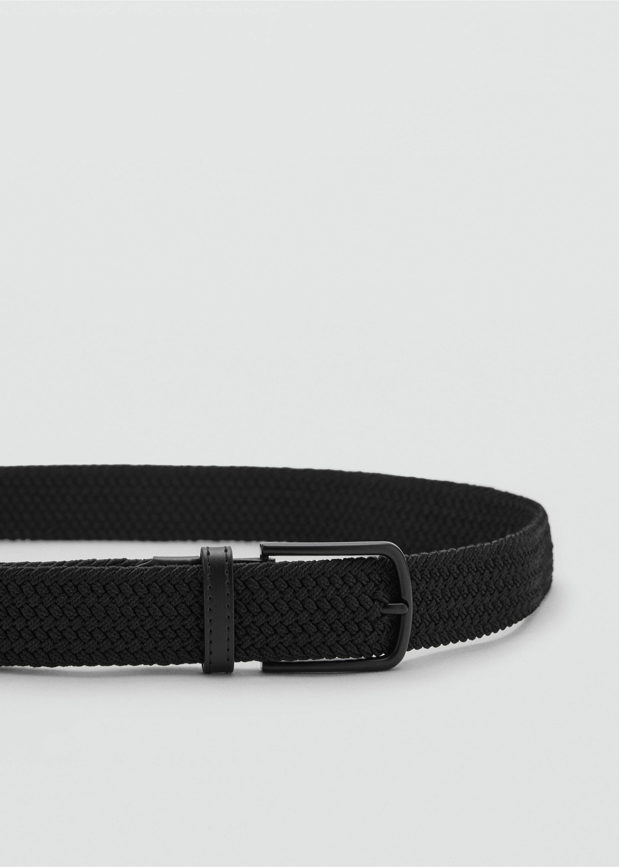 Ceinture tressée élastique - Détail de l'article 1, Noir. Ref: 17011245-00.