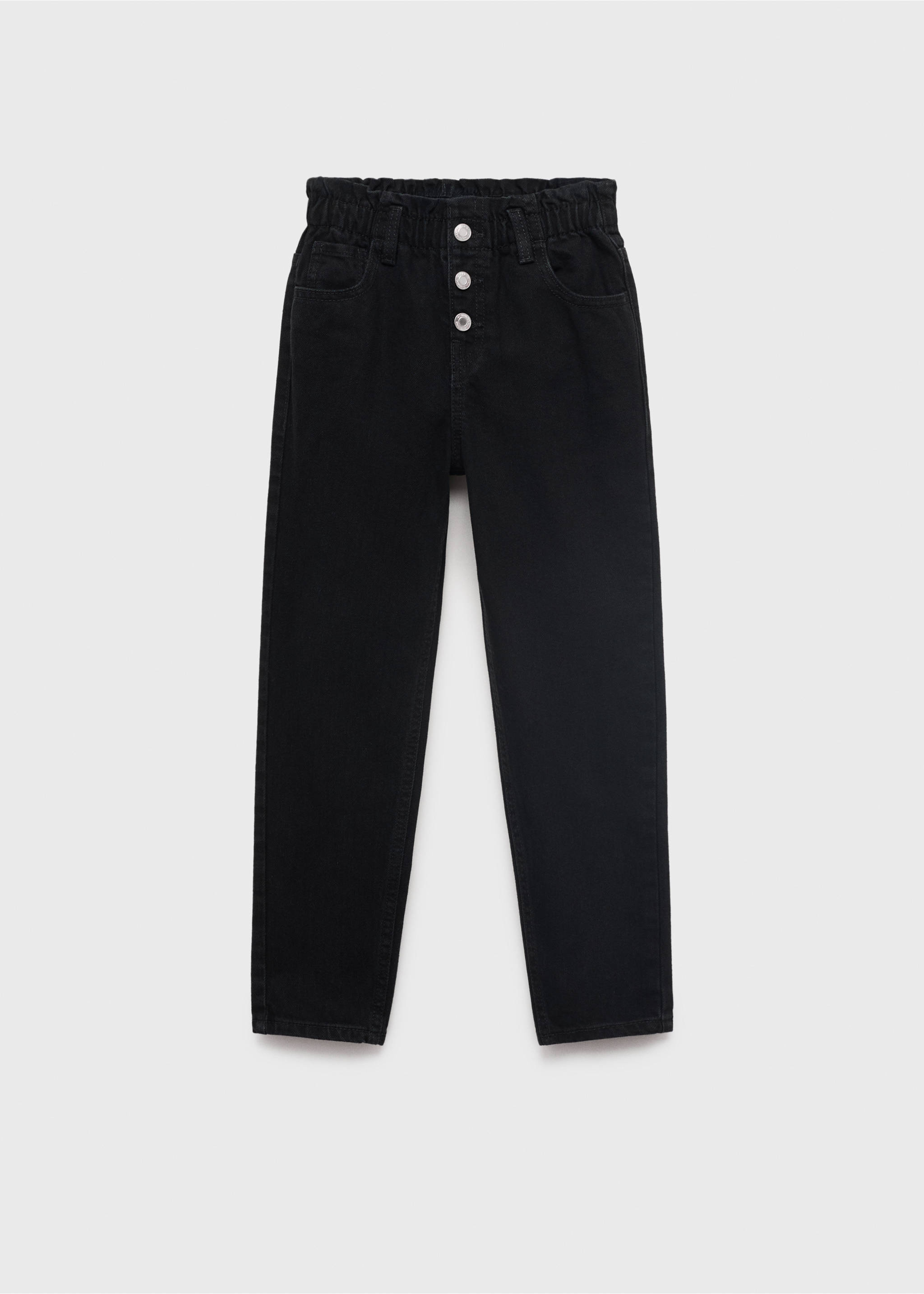 Paperbag jeans - Article without model, Black denim. Ref: 17011250-00.