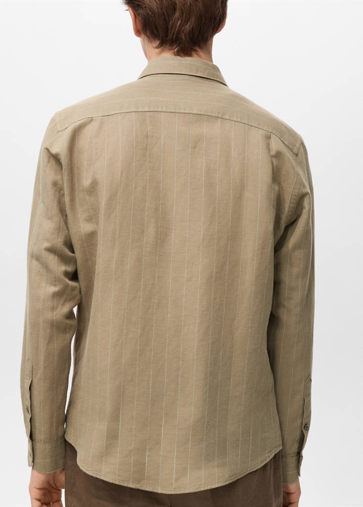 Linen pinstripe shirt — Khaki