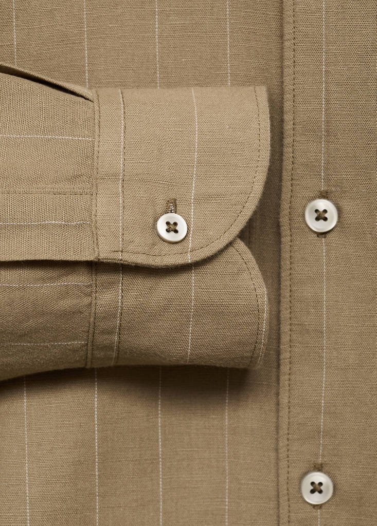 Linen pinstripe shirt — Khaki