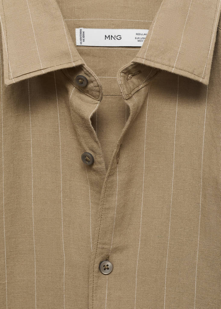 Linen pinstripe shirt — Khaki