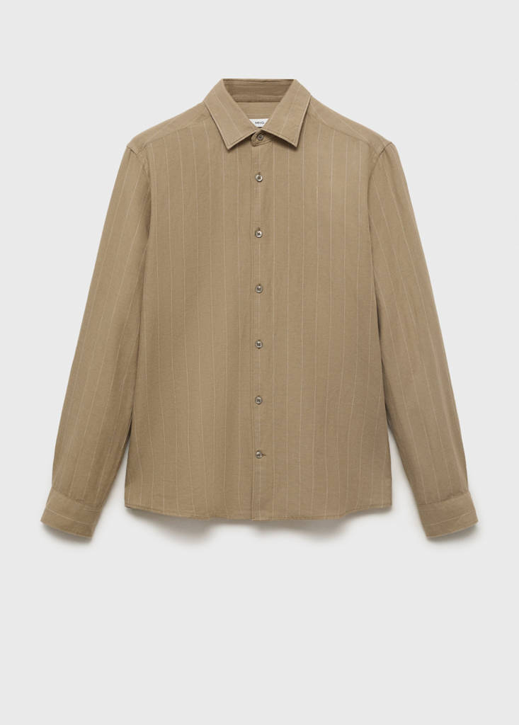 Linen pinstripe shirt — Khaki
