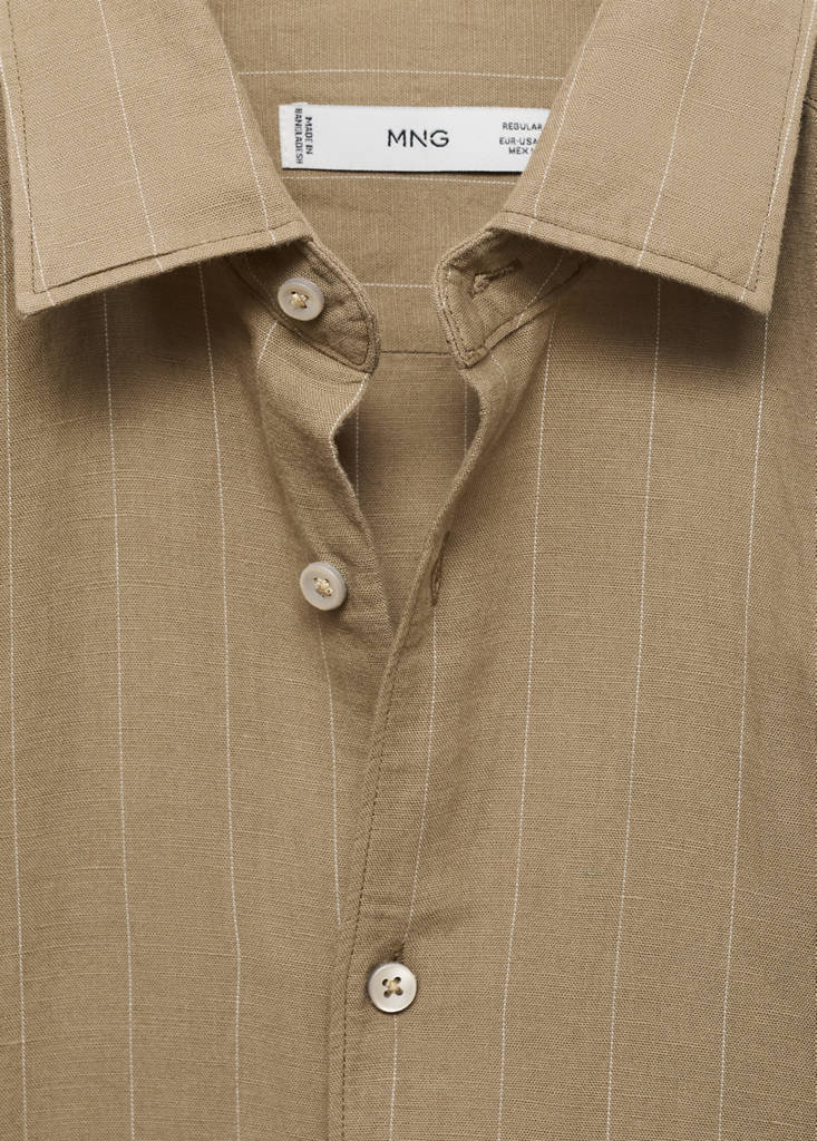 Linen pinstripe shirt — Khaki