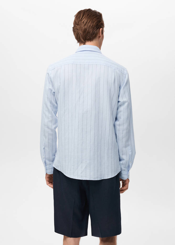 Linen pinstripe shirt — Sky Blue