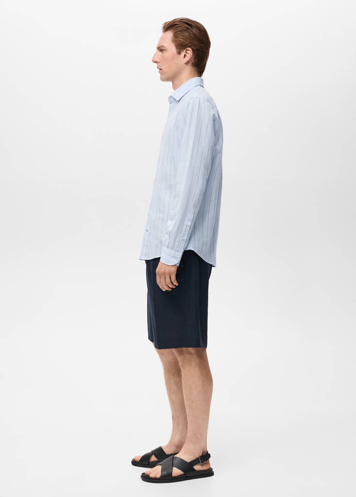 Linen pinstripe shirt — Sky Blue