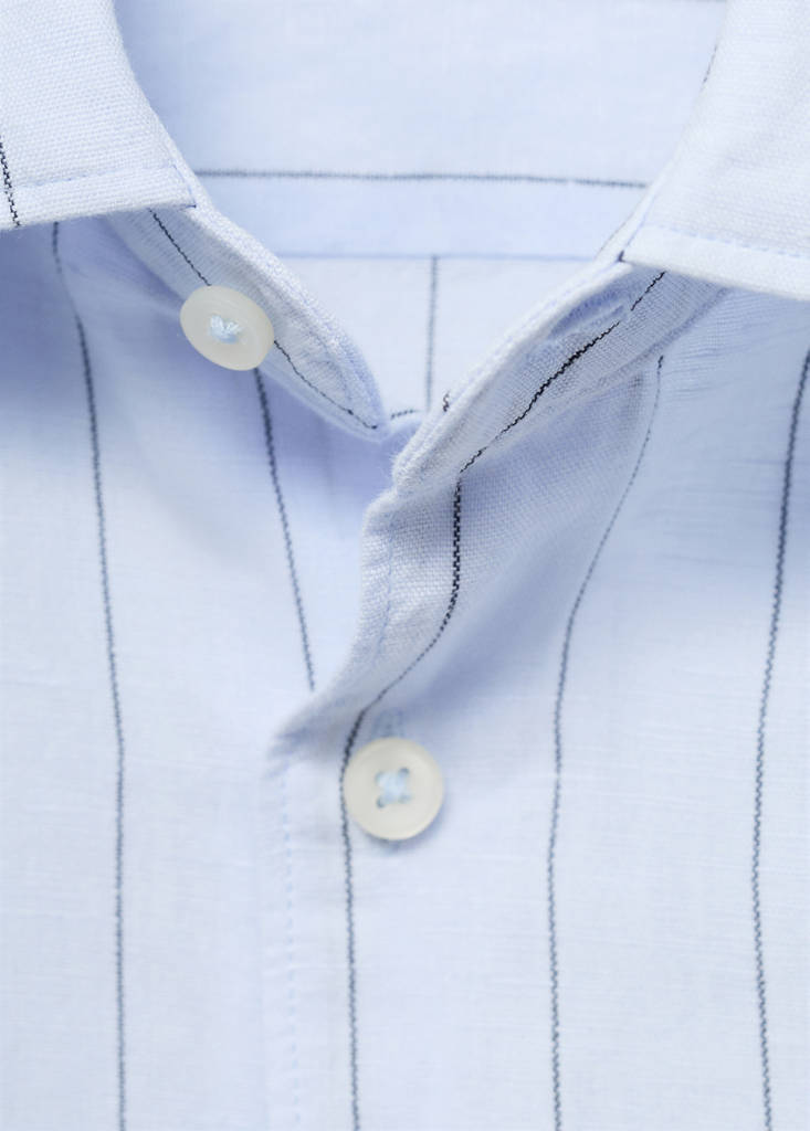 Linen pinstripe shirt — Sky Blue