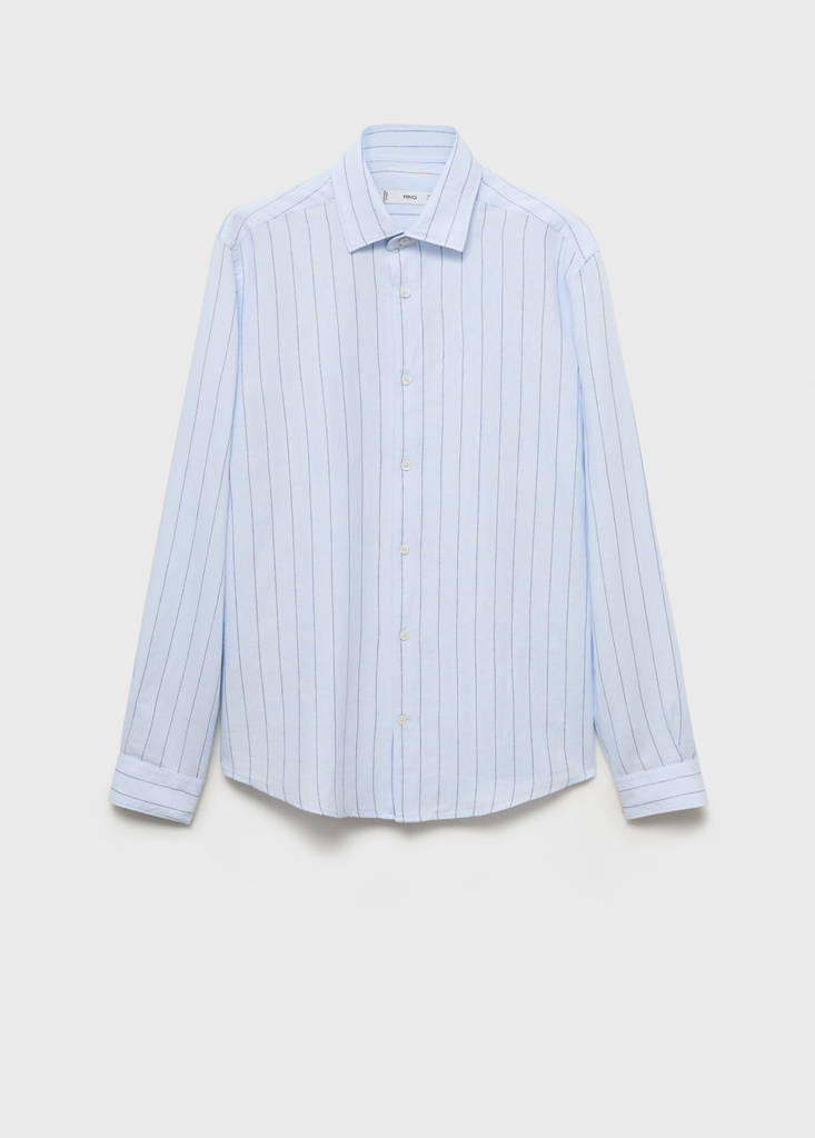 Linen pinstripe shirt — Sky Blue