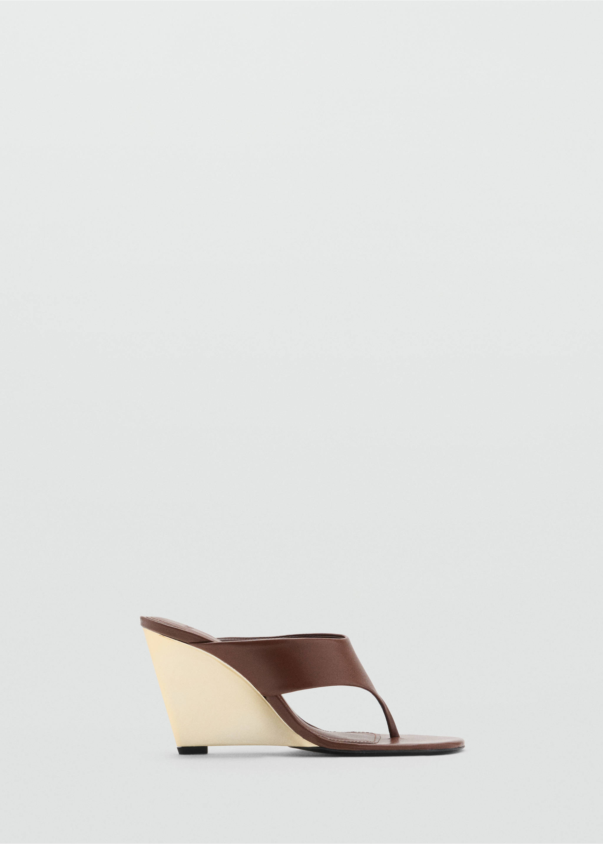 Contrast wedge leather sandal - Article without model, Chocolate. Ref: 17011261-00.