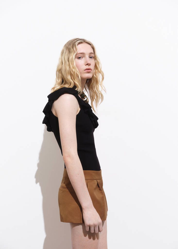 Ruffle knit top — Black