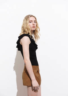 Ruffle knit top — Black 1