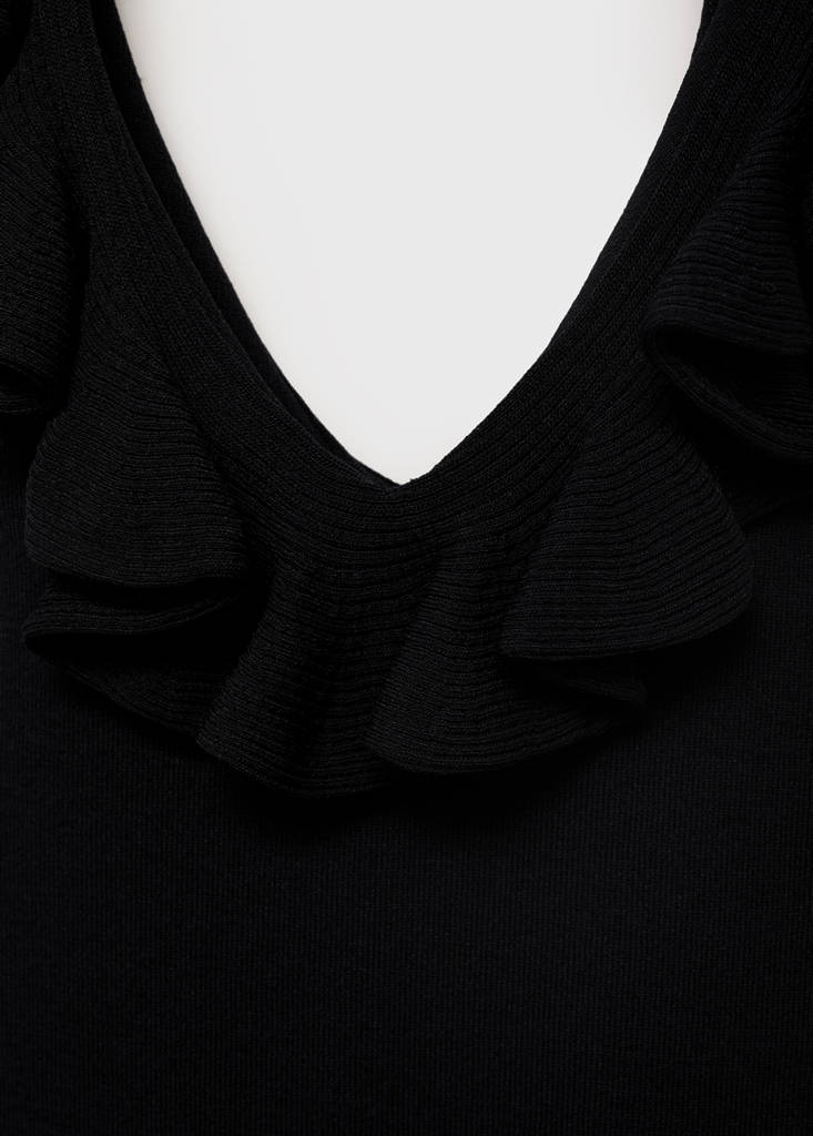 Ruffle knit top — Black