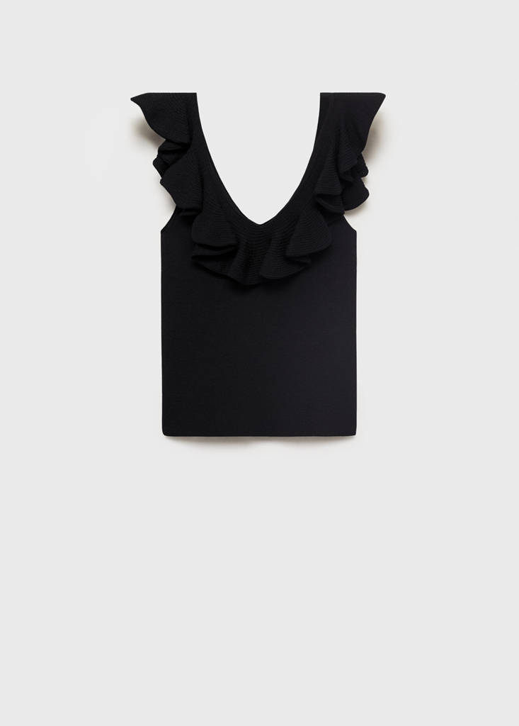 Ruffle knit top — Black