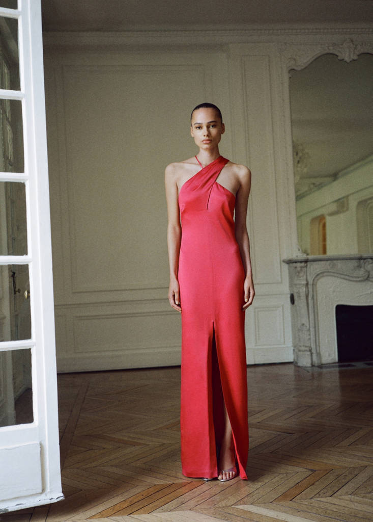 MANGO - Robe cache-caur ouverture rouge - M
