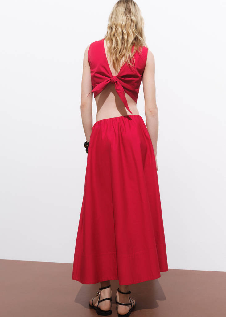 Flared cotton skirt — Red