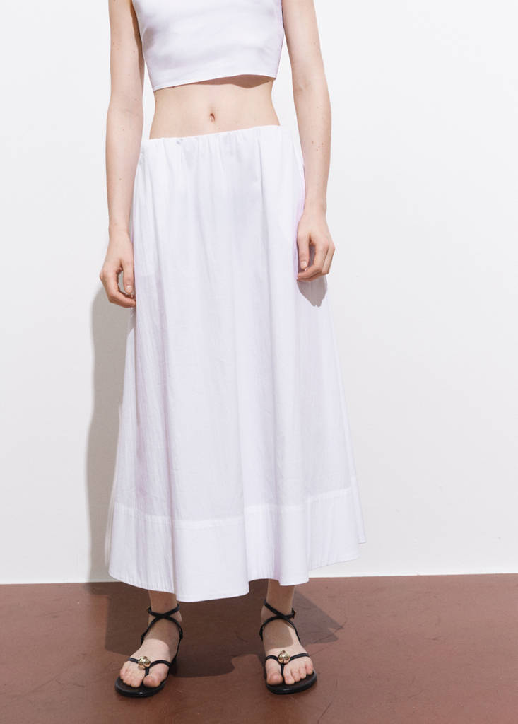 Flared cotton skirt — White