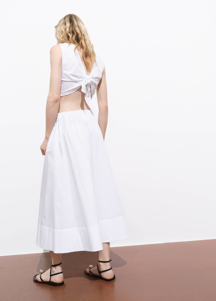 Flared cotton skirt — White