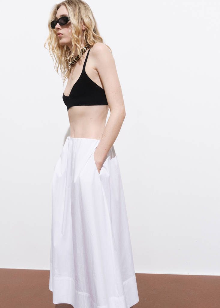 Flared cotton skirt — White