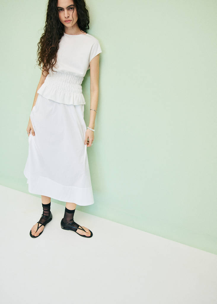 Flared cotton skirt — White