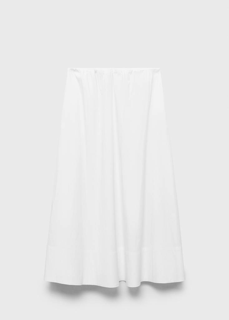 Flared cotton skirt — White