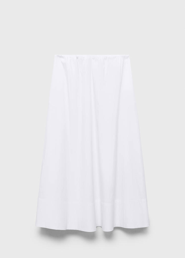 Flared cotton skirt — White