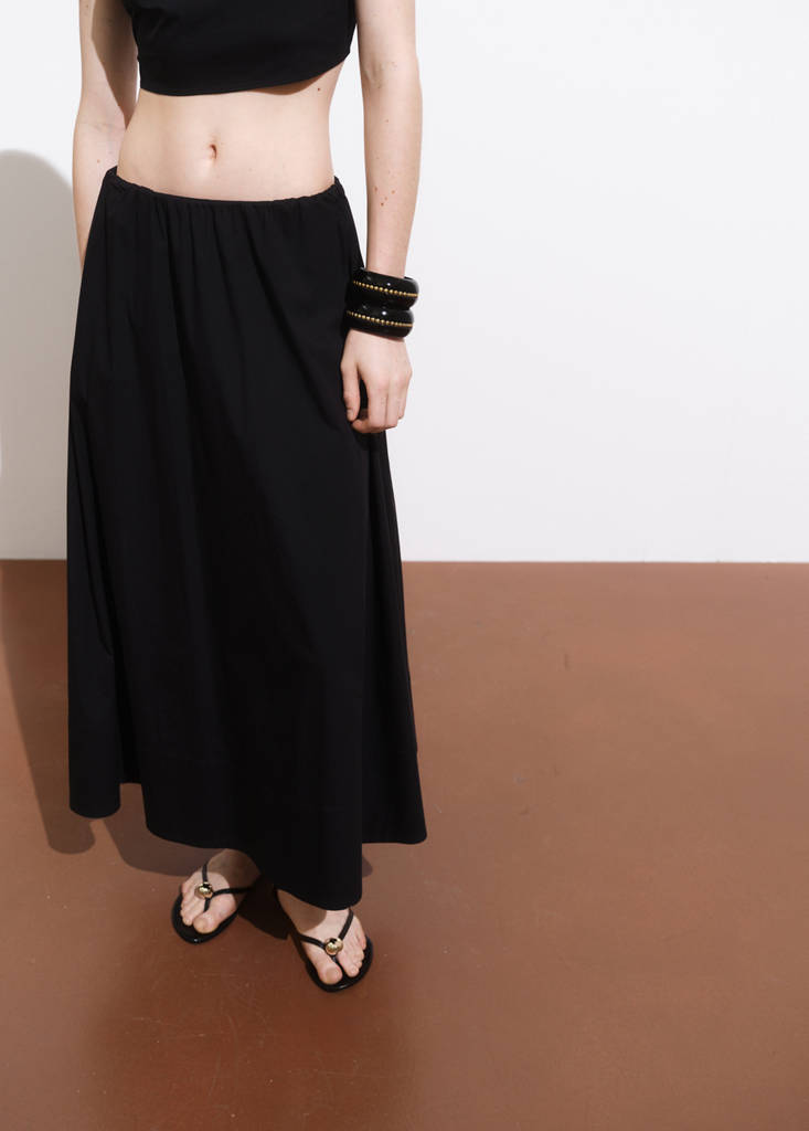 Flared cotton skirt — Black