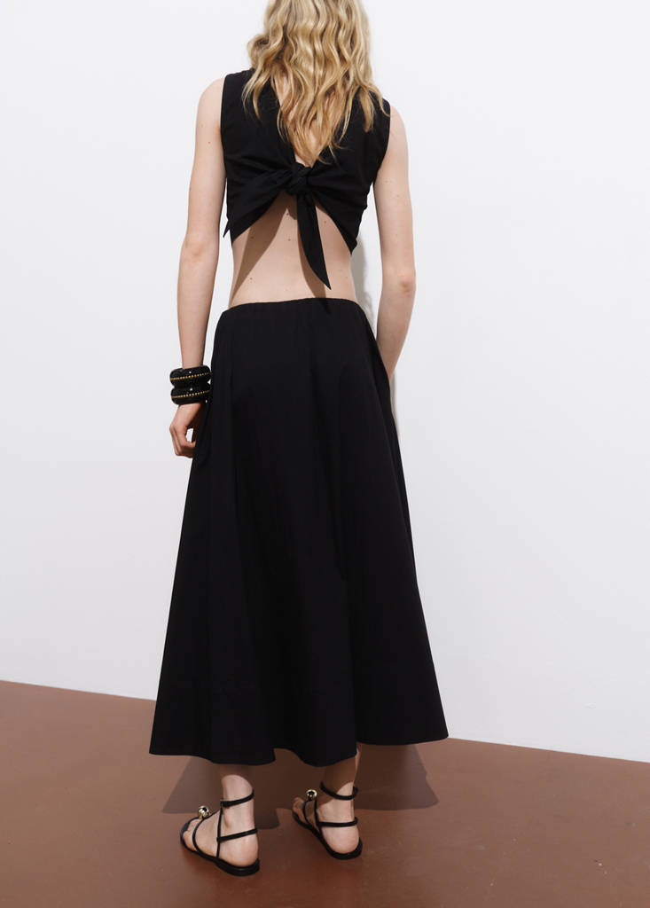 Flared cotton skirt — Black
