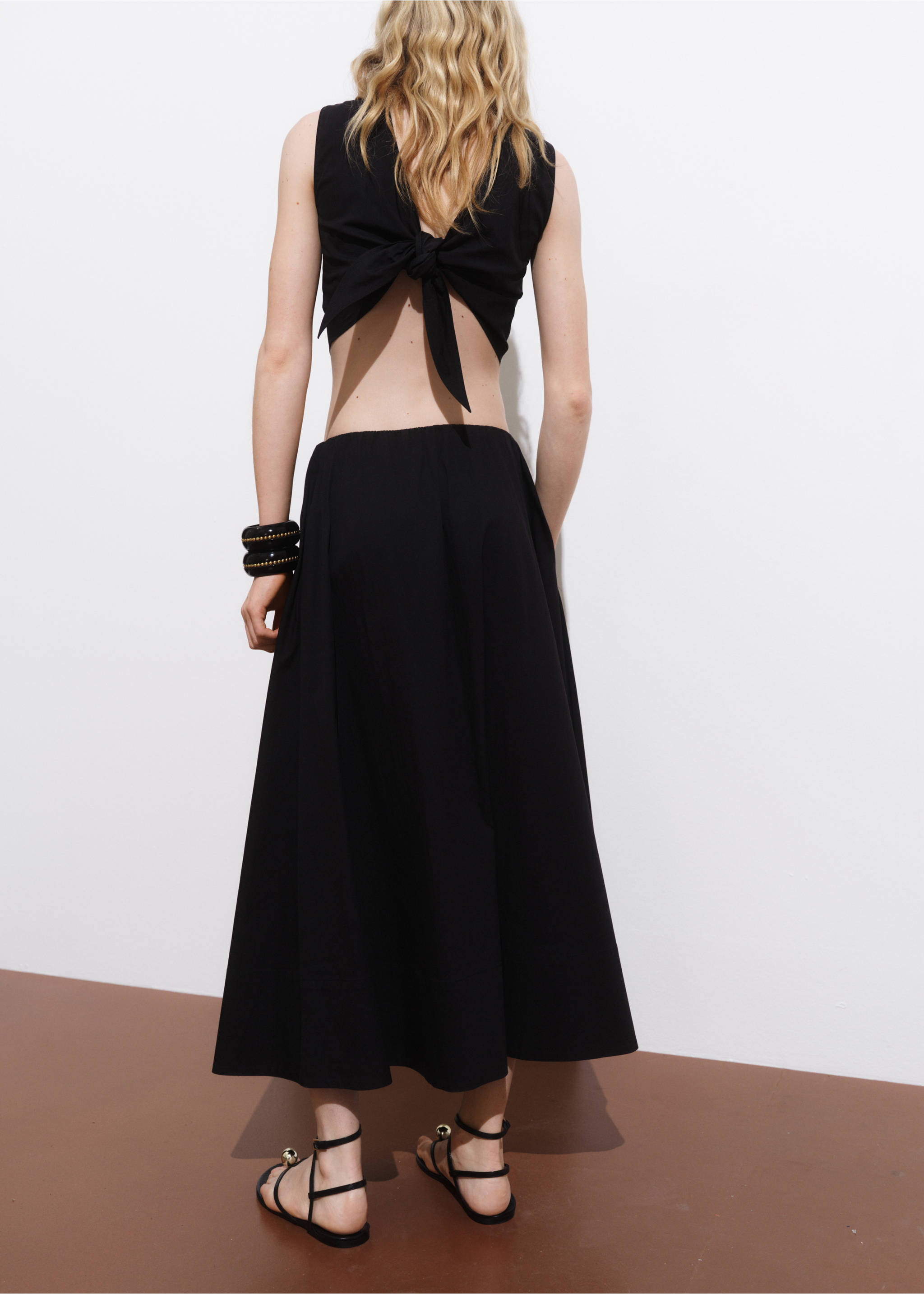 Jupe coton évasée - Verso de l’article, Noir. Ref: 17011274-00.