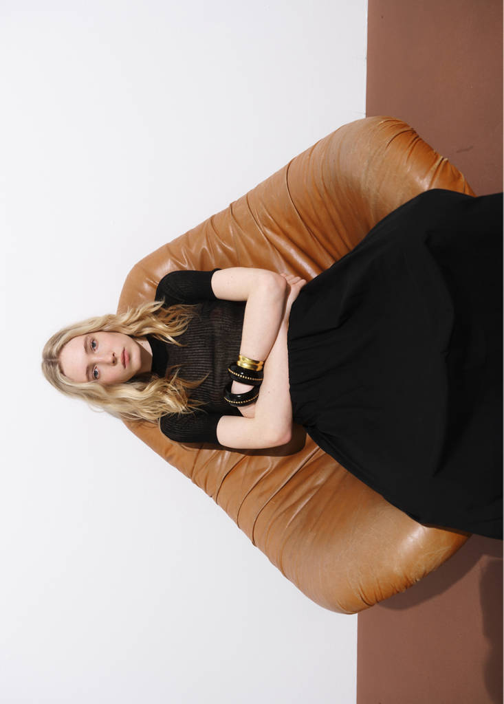 Flared cotton skirt — Black