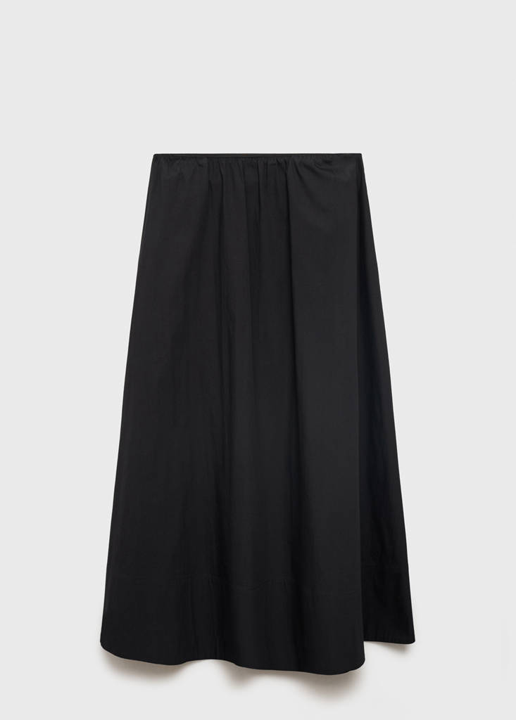 Flared cotton skirt — Black