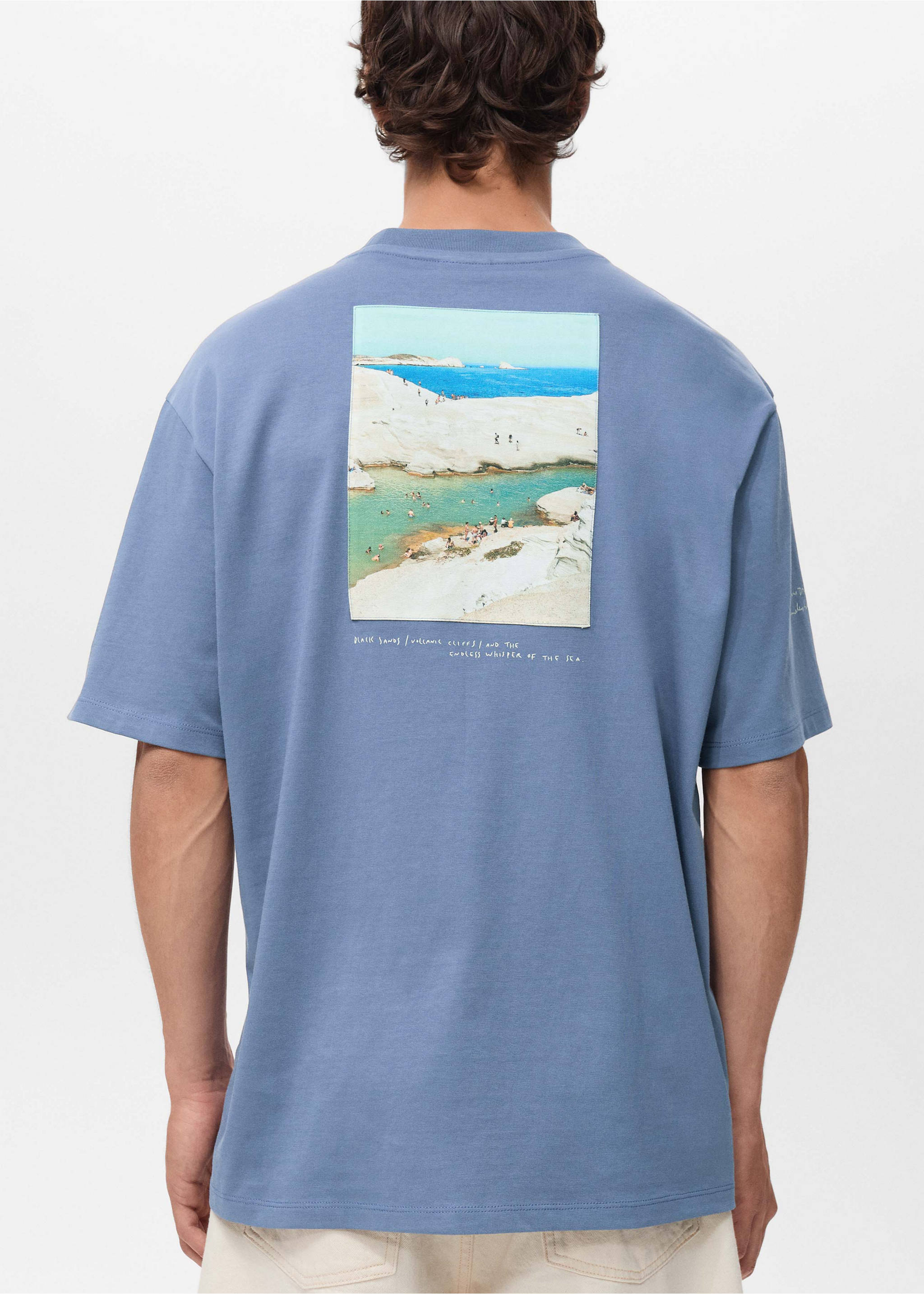 Camiseta parche estampado - Reverso del artículo, Azul. Ref: 17011275-00.