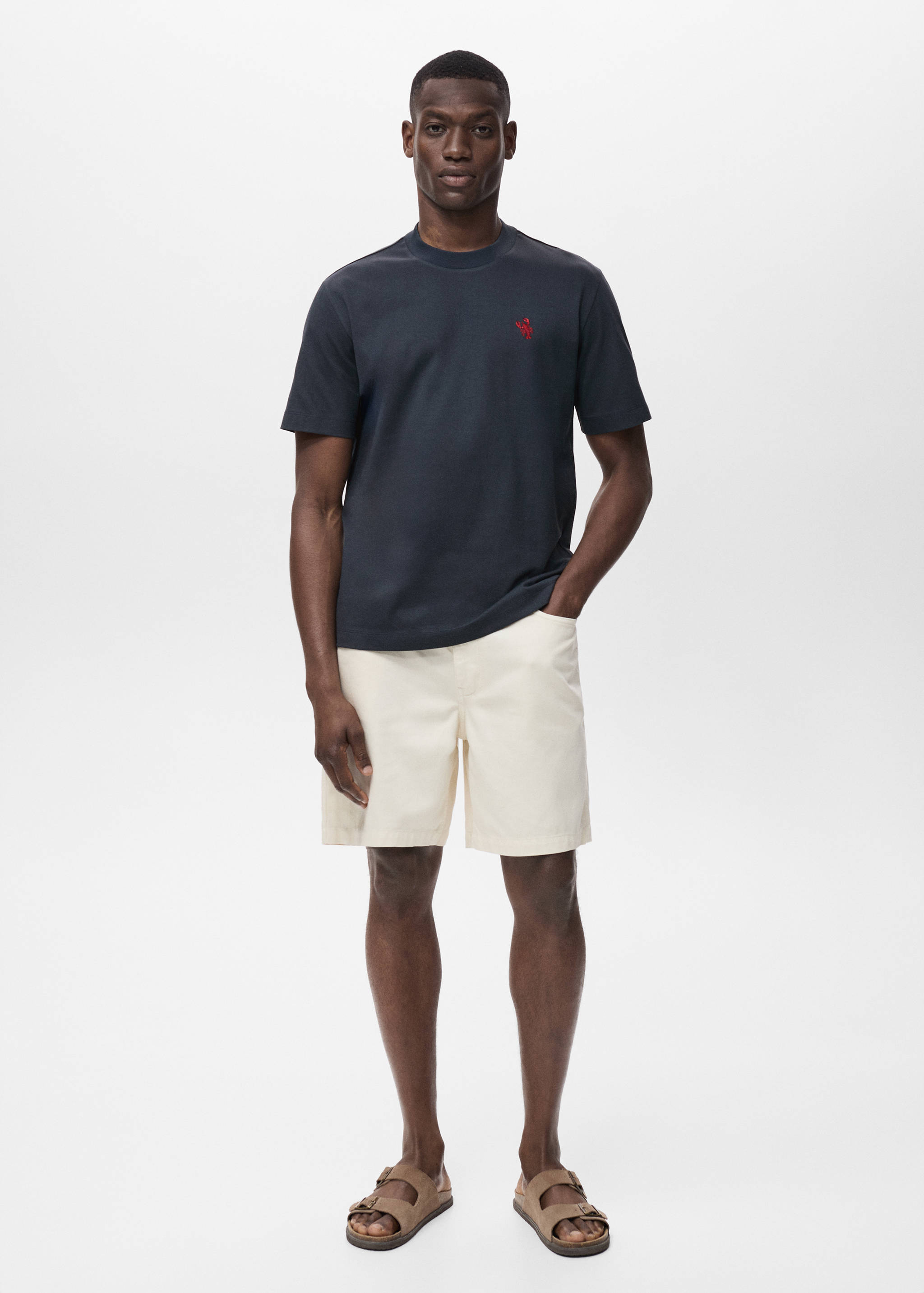 100% cotton t-shirt with embroidered detail - General plane